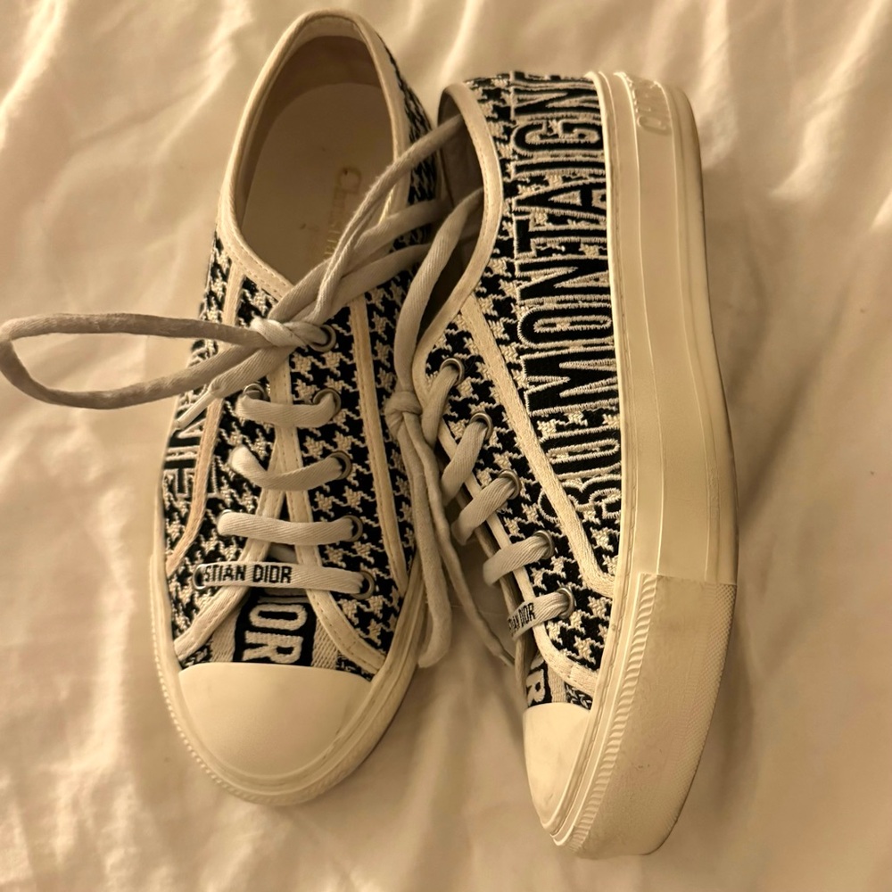 Canvas Houndstooth 30 Montaigne Embroidered Womens Walk'N'Dior Low Top Sneakers